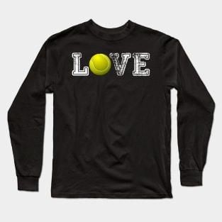 Tennis distressed ball t shirt cute dad mom love Long Sleeve T-Shirt